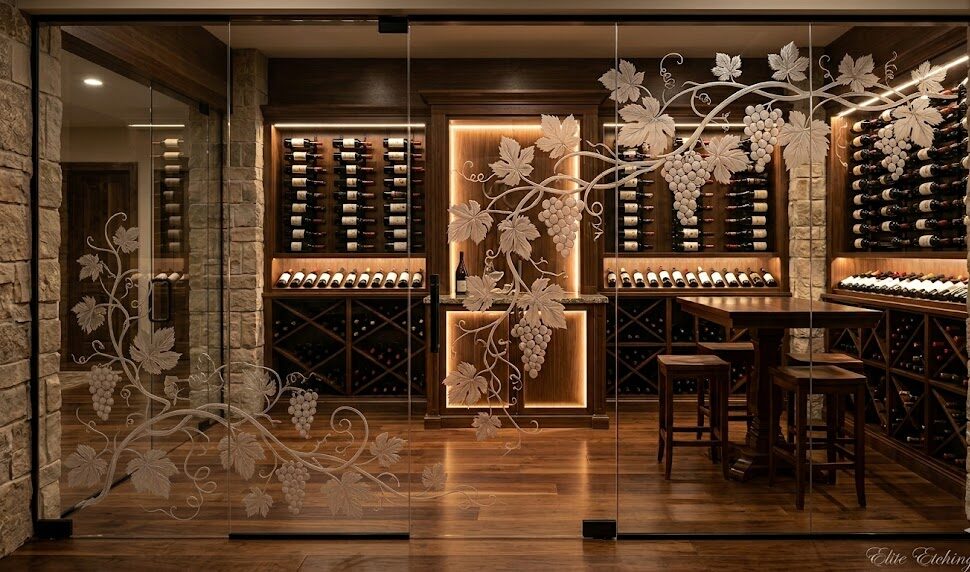 wine room with grape vine motif 2