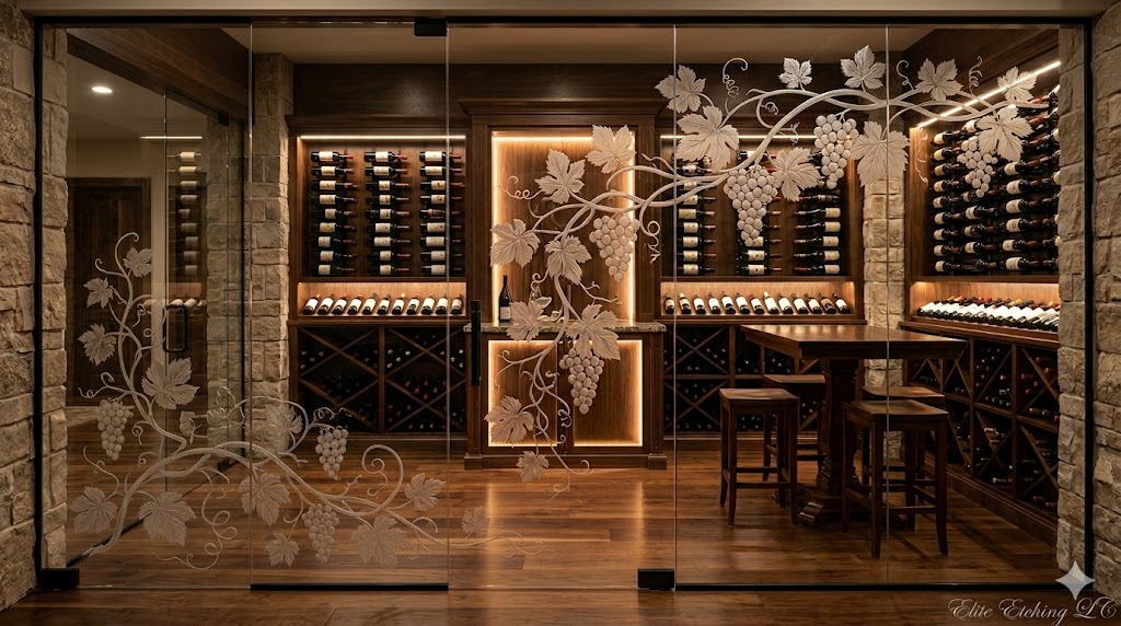 wine room with grape vine motif 2
